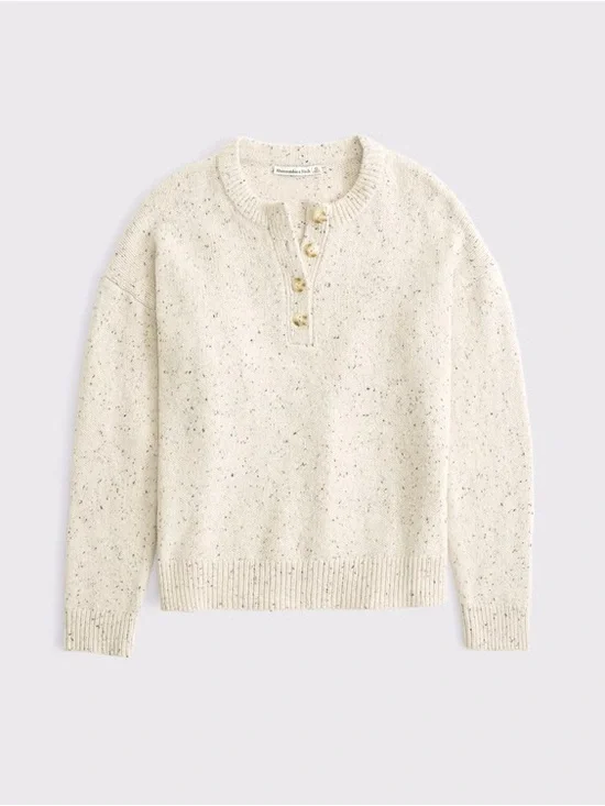 Abercrombie & Fitch Henley Sweater - Oatmeal - Picture 2 of 4